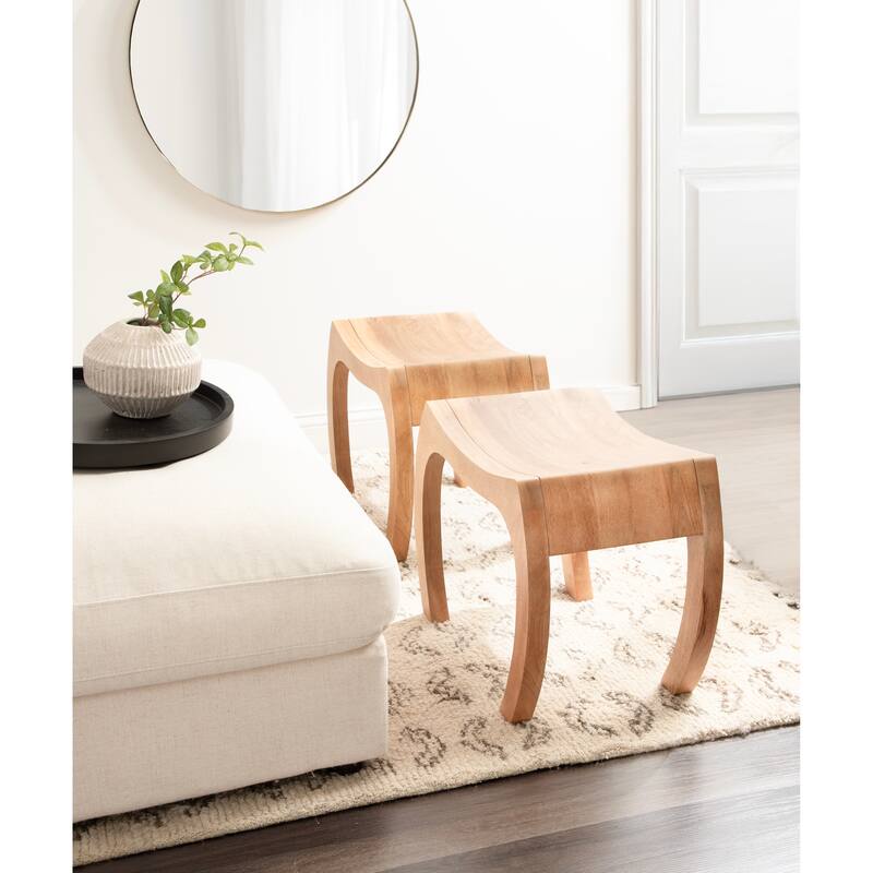 Kate and Laurel Loviisa Wood Ottoman and Vanity Stool