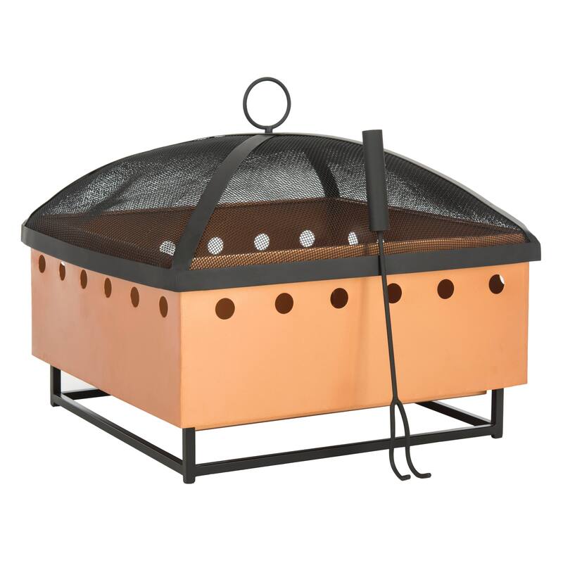 SAFAVIEH Garda Copper/ Black Square Fire Pit - 21" x 20.8" x 19.3" - 21Wx21Dx19H