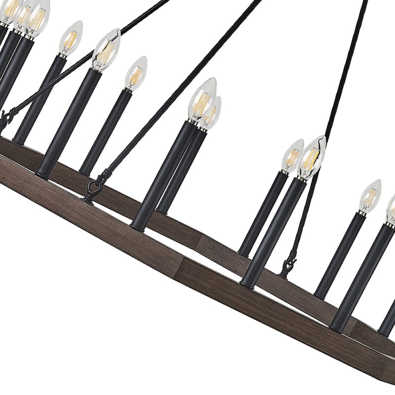 16 lights wheel shape chandlier walnut wood color