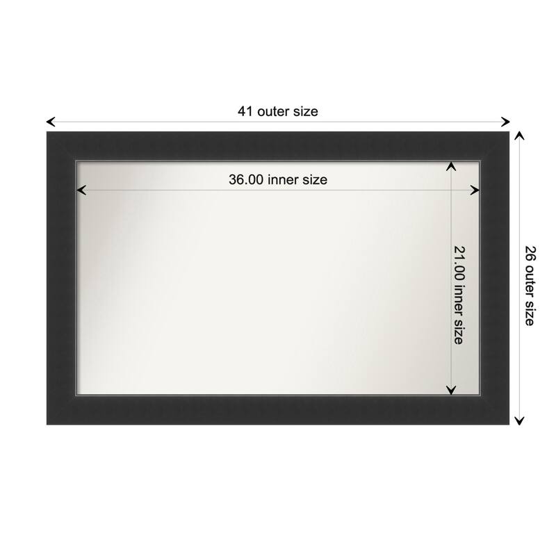 Corvino Black Framed Non-Beveled Custom Wall Mirror, Bathroom Vanity Mirror - Outer Size: 41 x 26