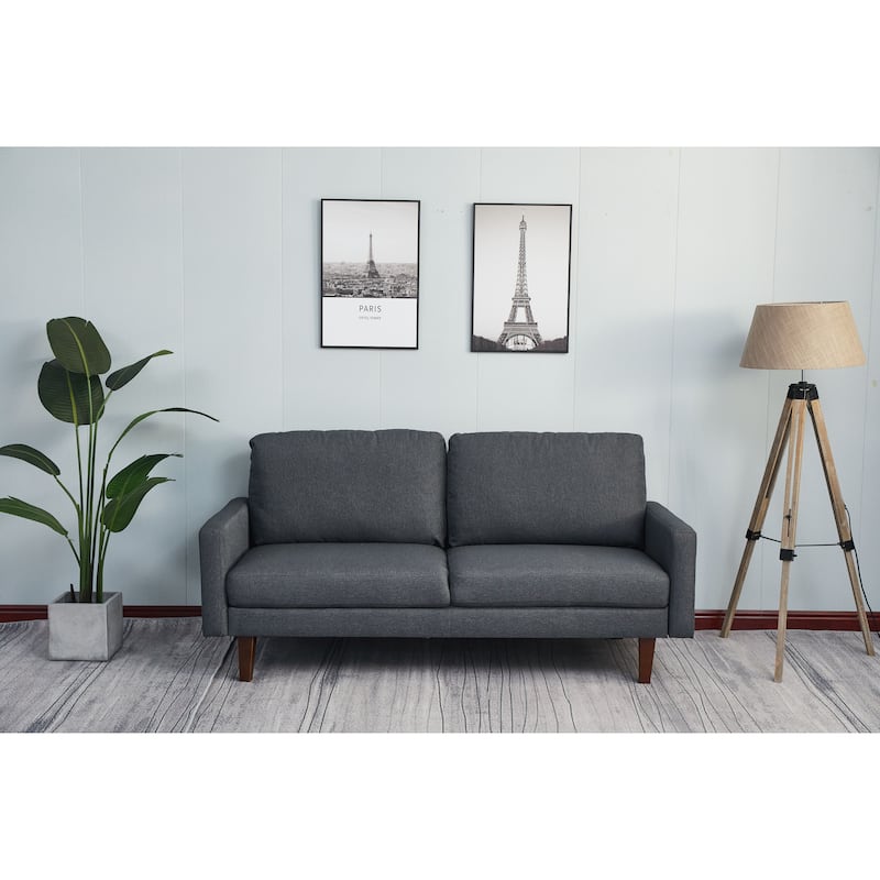 Adelaide 70'' Linen Square Arm Sofa - Dark Grey