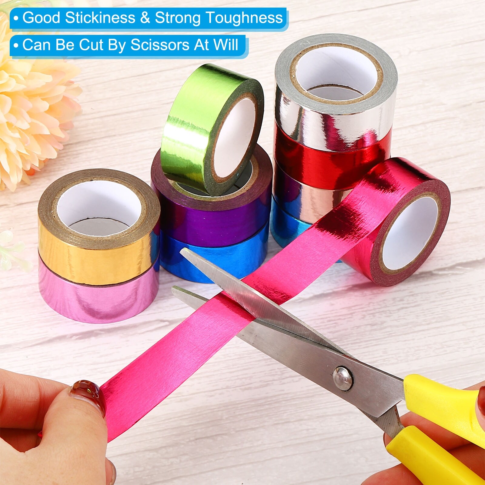 Metallic Washi Tape 15mm x 5m, 6 Pack Art Tapes Washi Self-Adhesive 6  Colors - Multicolor - Bed Bath & Beyond - 37241318