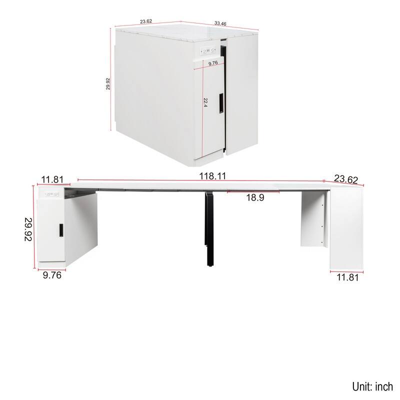 Foldable Dining Table for 6-12 People, Extends to 118 inchConsole Table Space Saving Dinette