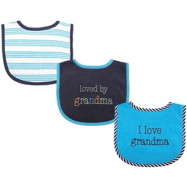 slide 1 of 1, Luvable Friends Baby Boy Cotton Drooler Bibs with Fiber Filling 3pk, Boy Grandma, One Size - Boy Grandma - One Size One Size - Boy Grandma