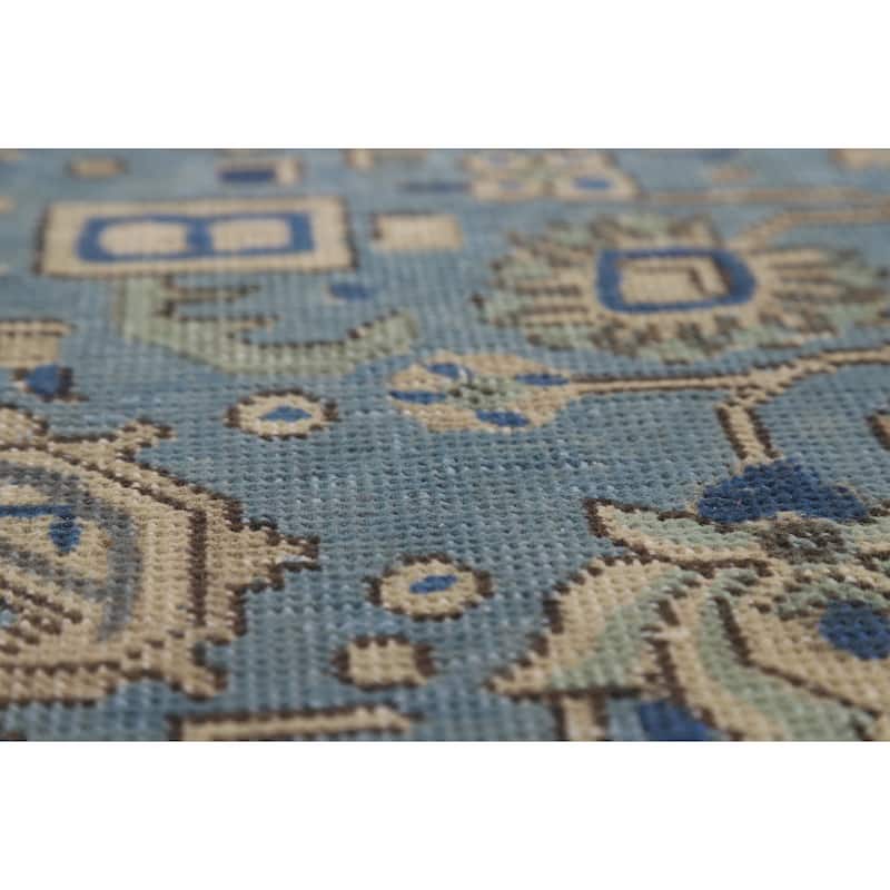 Tabriz Persian Area Rug Handmade Geometric Blue Wool Carpet - 8'0"x 11'0"