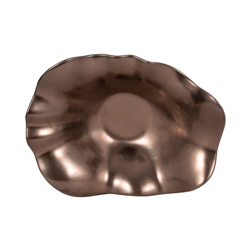 Sagebrook Home 18" Metal Ruffled Edge Bowl, 6"H - 18" x 14" x 6"