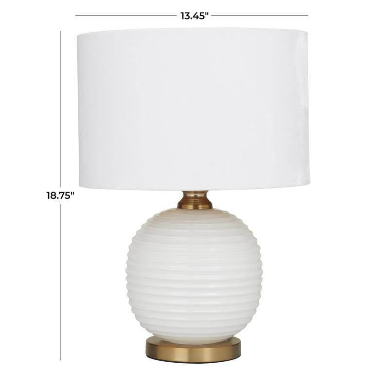 Glass Ribbed Room Table Lamp with Gold Accents - White - Roche River Decor