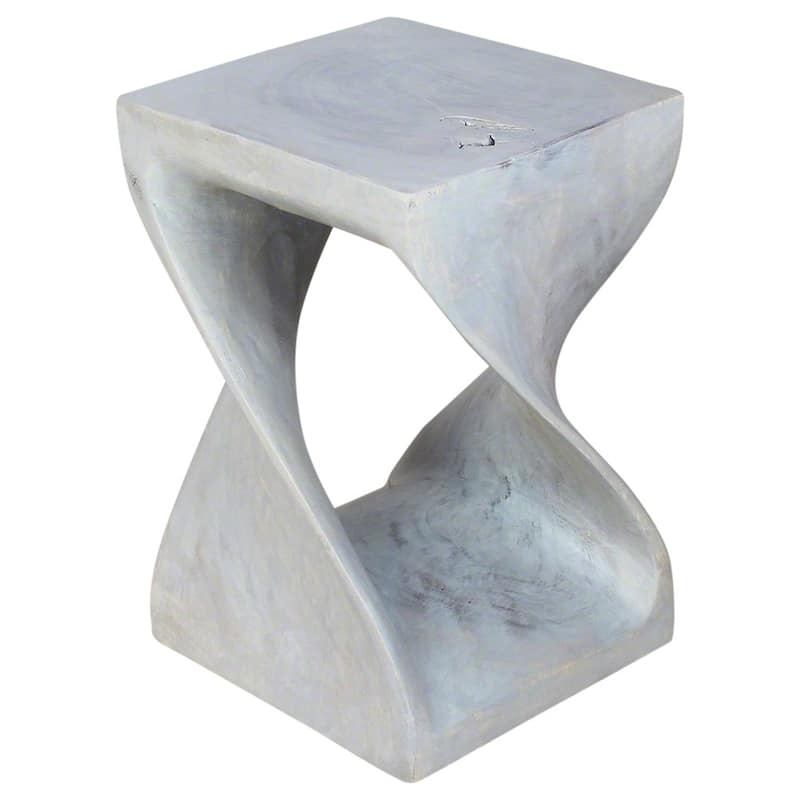 Haussmann® Original Wood Twist Stool 12 X 12 X 18 In High Grey Oil - 12" x 12" x 18"