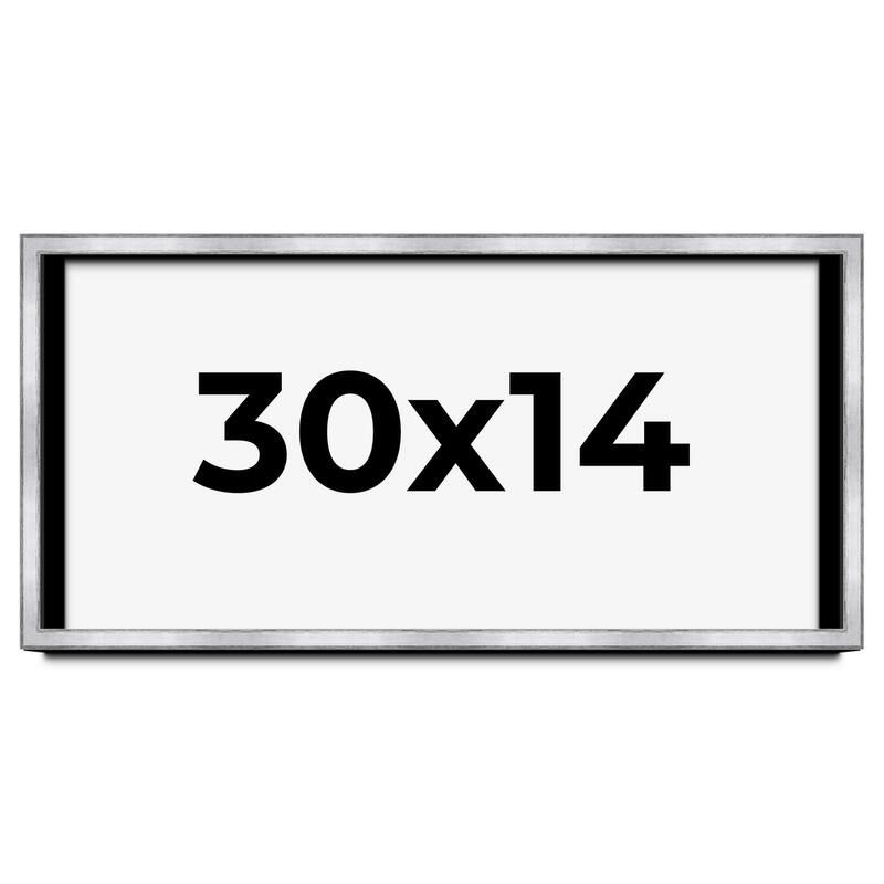 30x14 Shadow Box Frame Silver | 1.375 Inches Deep Real Wood
