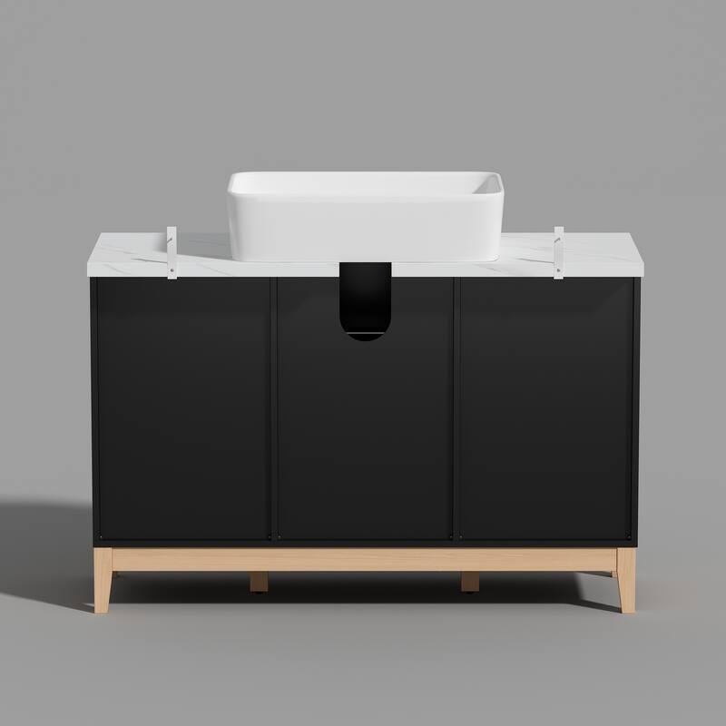47.2" Stylish & Spacious: Modern Black Bathroom Vanity Set