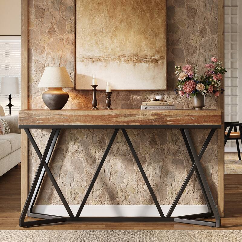 Rustic Console Table, 55 Inch Sofa Table Entryway Table