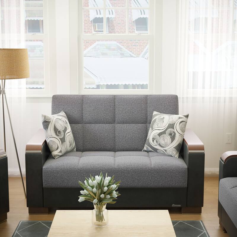 Collection Upholstered Convertible Loveseat With Storage