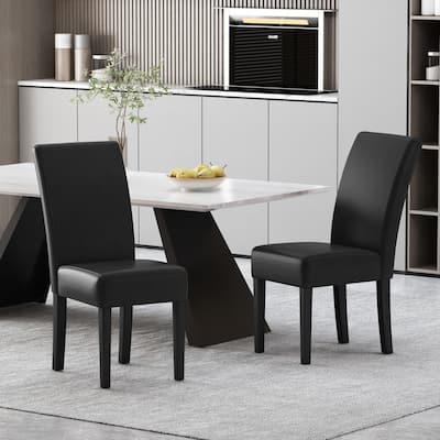 Contemporary Refined Upholstered Dining Chairs Set of 2 with Natural-Grain Rubberwood Legs