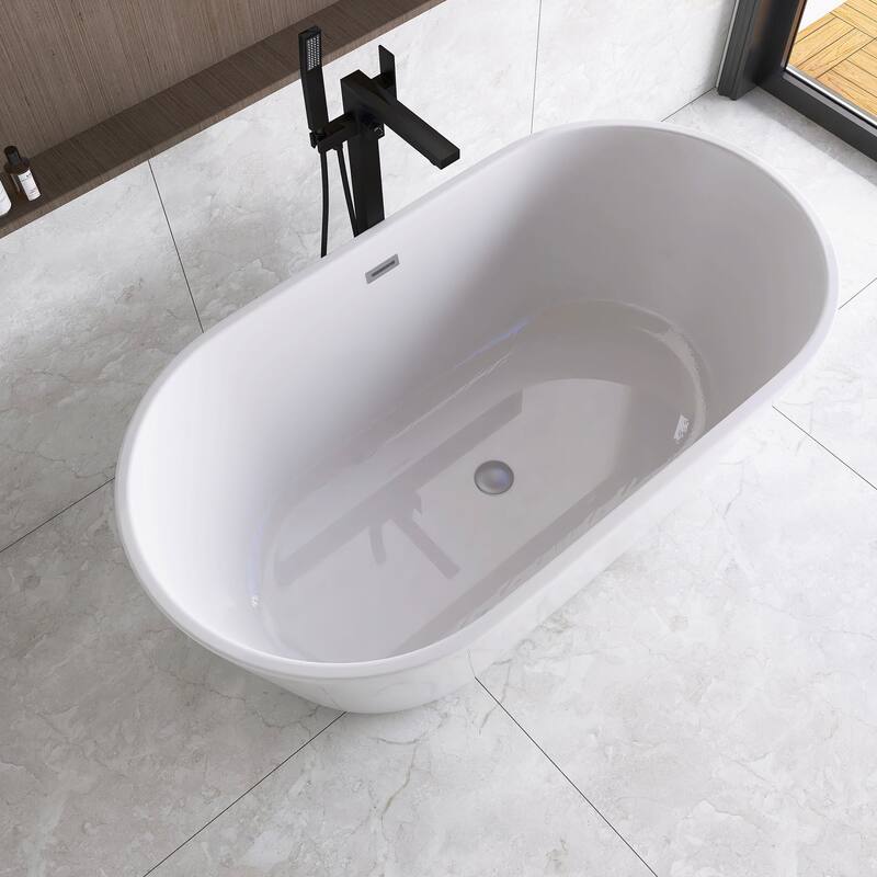 59" x 31" Acrylic Freestanding Soaking Bathtub in White - 59" x 31"