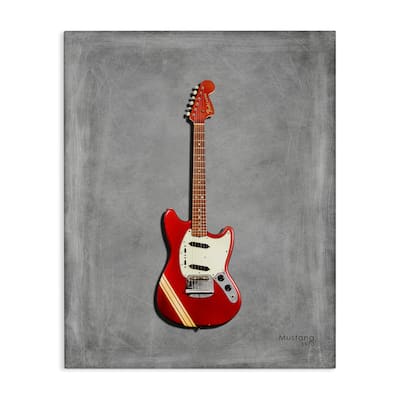 Stupell Red Guitar on Grey Canvas Wall Art Design By Mark Rogan