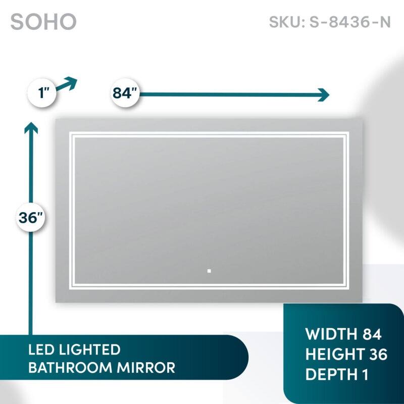 AQUADOM Soho Led Lighted Mirror for Bathroom Defogger, Backlit and Front-Lit