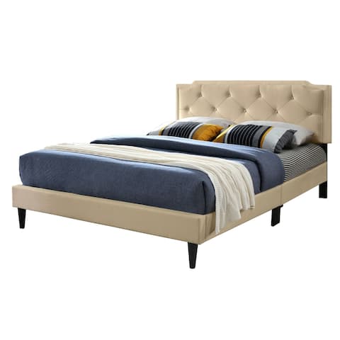 Deb Transitional Tufted Upholstered Adjustable Height Panel Bed