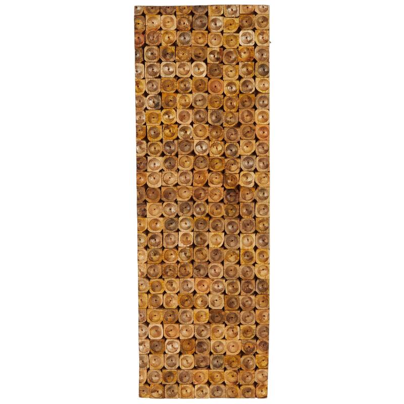 Mango Wood Abstract Handmade Stacked Tree Trunks Wall Decor - Brown - Roche River Decor - Brown - 12"W, 36"H