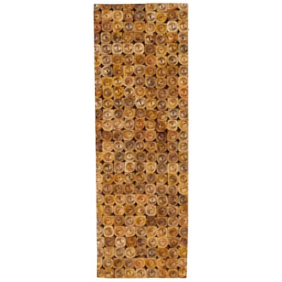 Mango Wood Abstract Handmade Stacked Tree Trunks Wall Decor - Brown - Roche River Decor