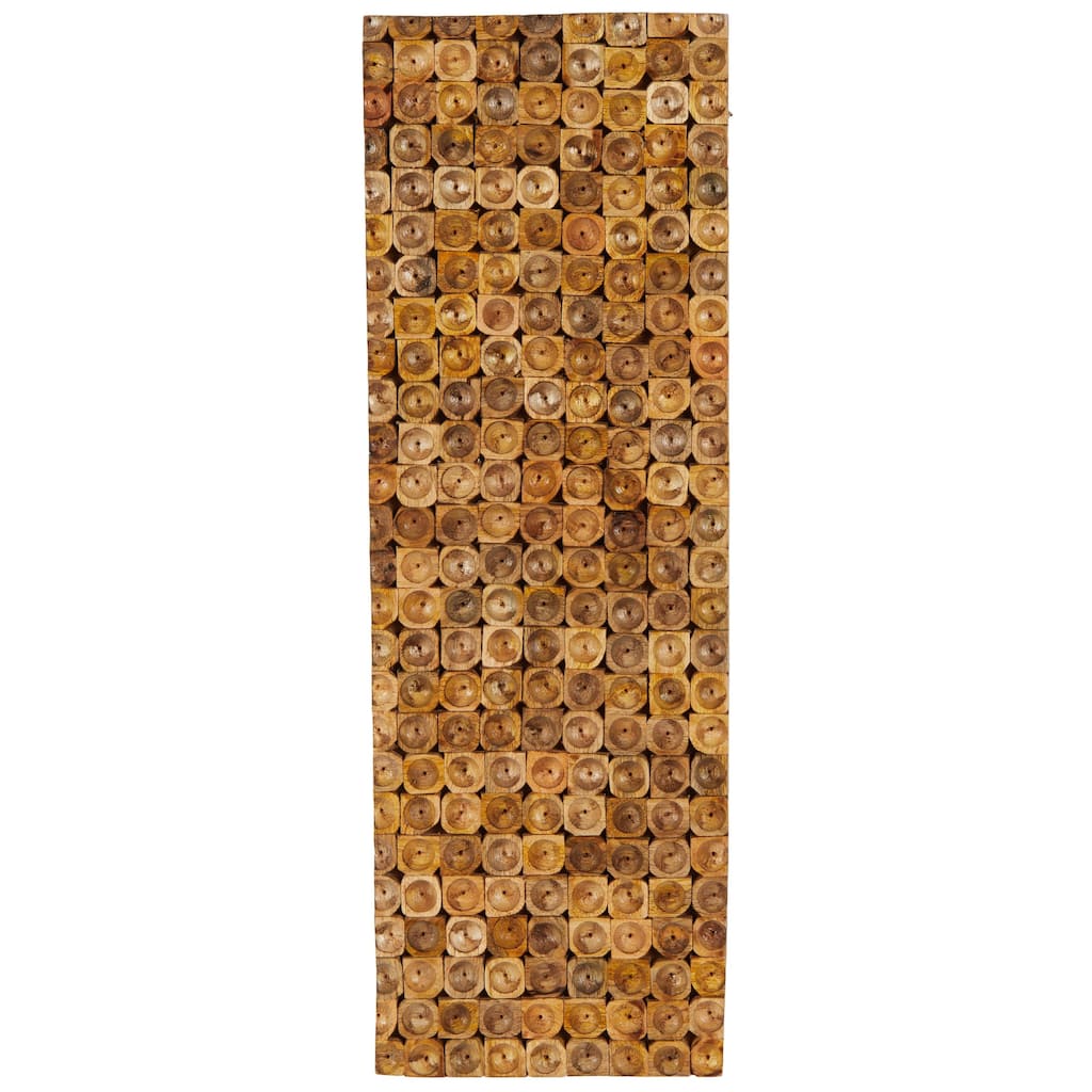 Mango Wood Abstract Handmade Stacked Tree Trunks Wall Decor - Brown - Roche River Decor