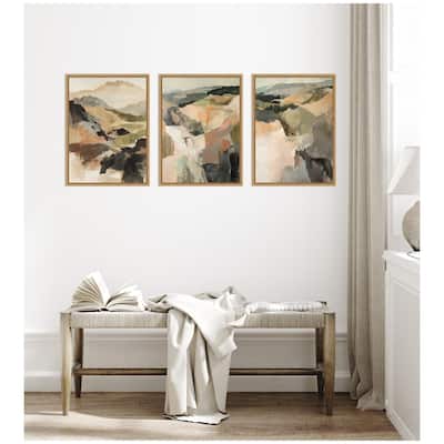 Kate and Laurel Sylvie Tonal Mountains - 3 Piece Framed Canvas Art Set by Amy Lighthall