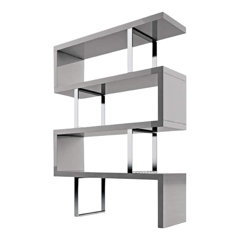 HomeRoots 67" Gray And Silver Metal and Wood Three Tier Etagere Bookcase