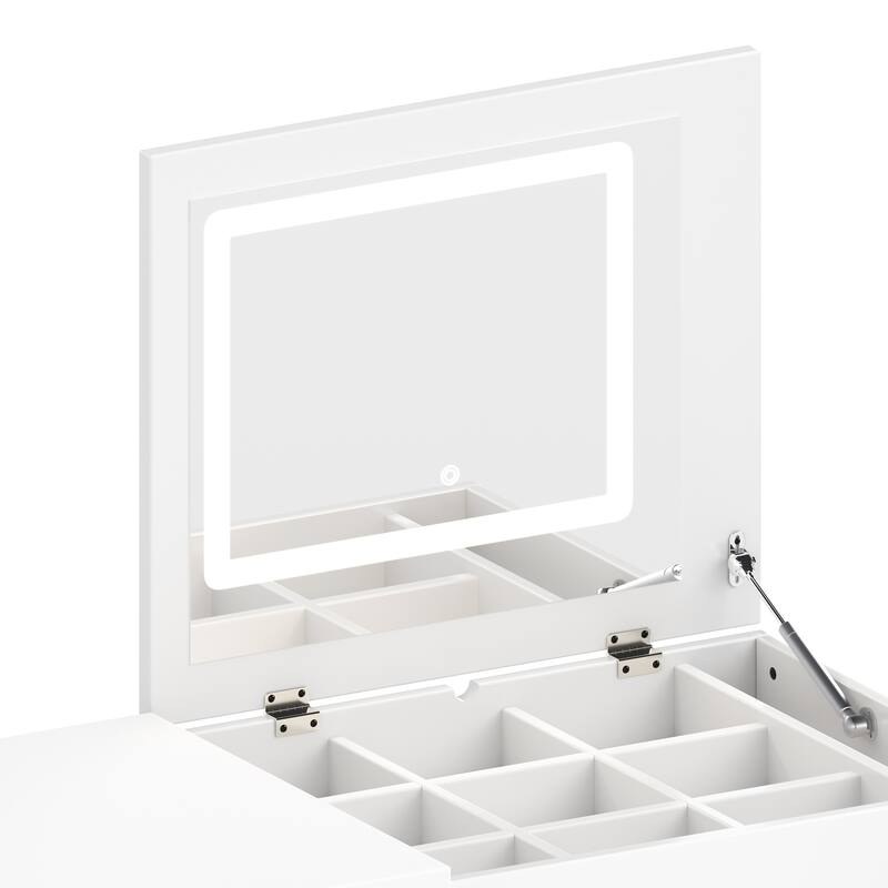 Makeup Vanity Table with Flip-Top Tabletop and Mirror