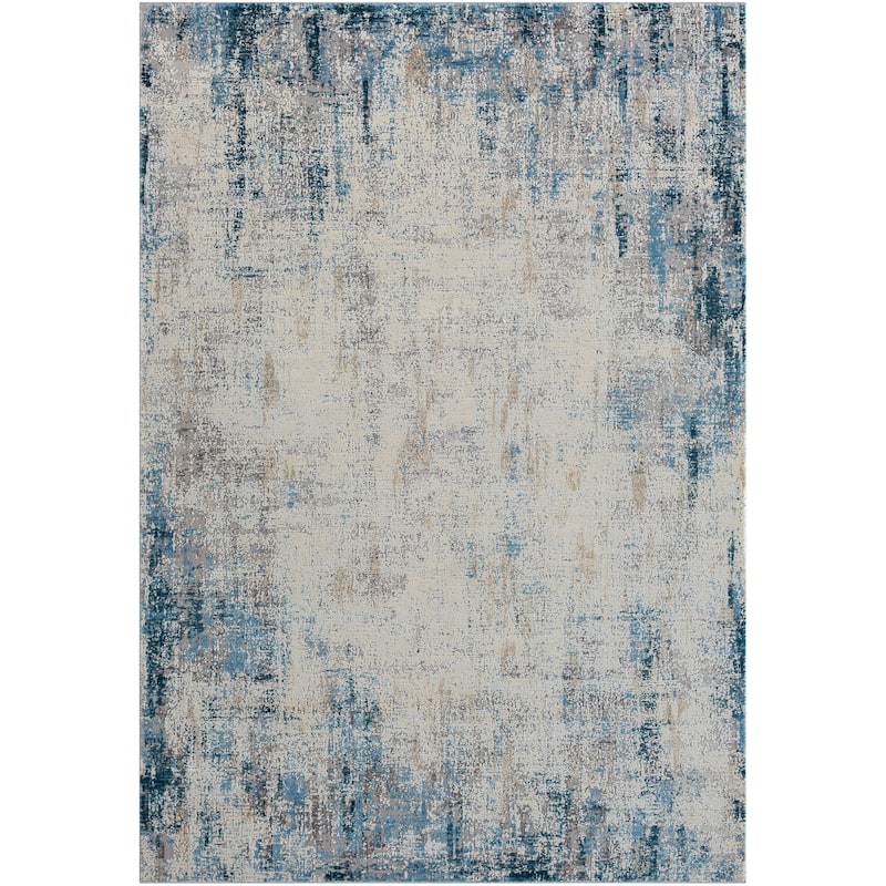 Sevita Gray/Blue Abstract Area Rug - 2' x 3'