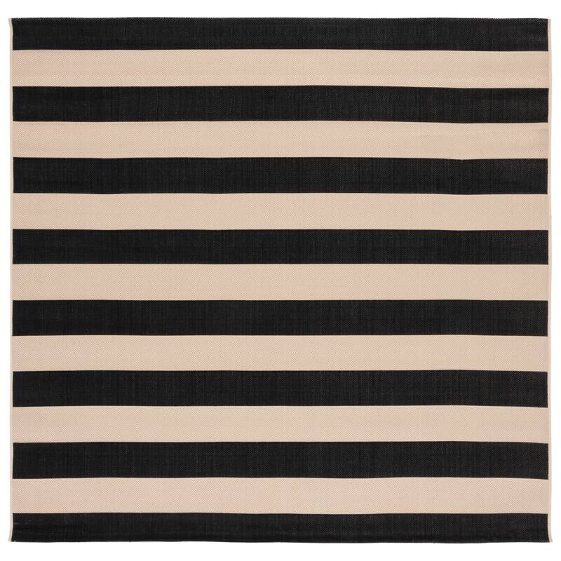 SAFAVIEH Courtyard Maysa Indoor/ Outdoor Waterproof Backyard Patio Rug - 7'10" Square - Beige/Black