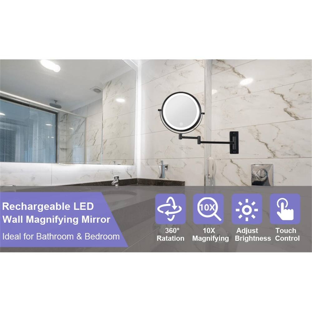8inch Wall Mounted Makeup Magnification Vanity Mirror with Led lights