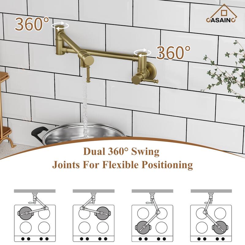 1.8 GPM Wall Mounted Foldable Kitchen Pot Filler