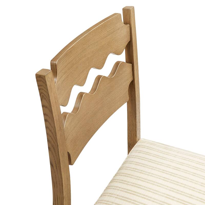 Jax Oak Wood Dining Chair With Wavy Razor Back and Cushion