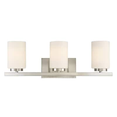 Trade Winds Kingston 3-Light Bathroom Vanity Light in Brushed Nickel
