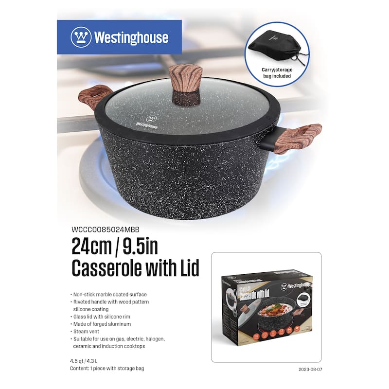 Westinghouse 4.5-Quart Casserole with Glass Lid - Marble Series