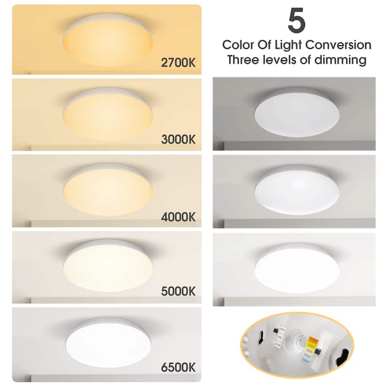 YANSUN Dimmable LED Ceiling Flush Mount Light - 13" Mushroom Shade. - 13in