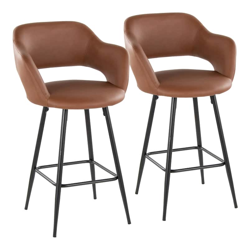 Porch & Den Vallen 26" Faux Leather Counter Stool (Set of 2)