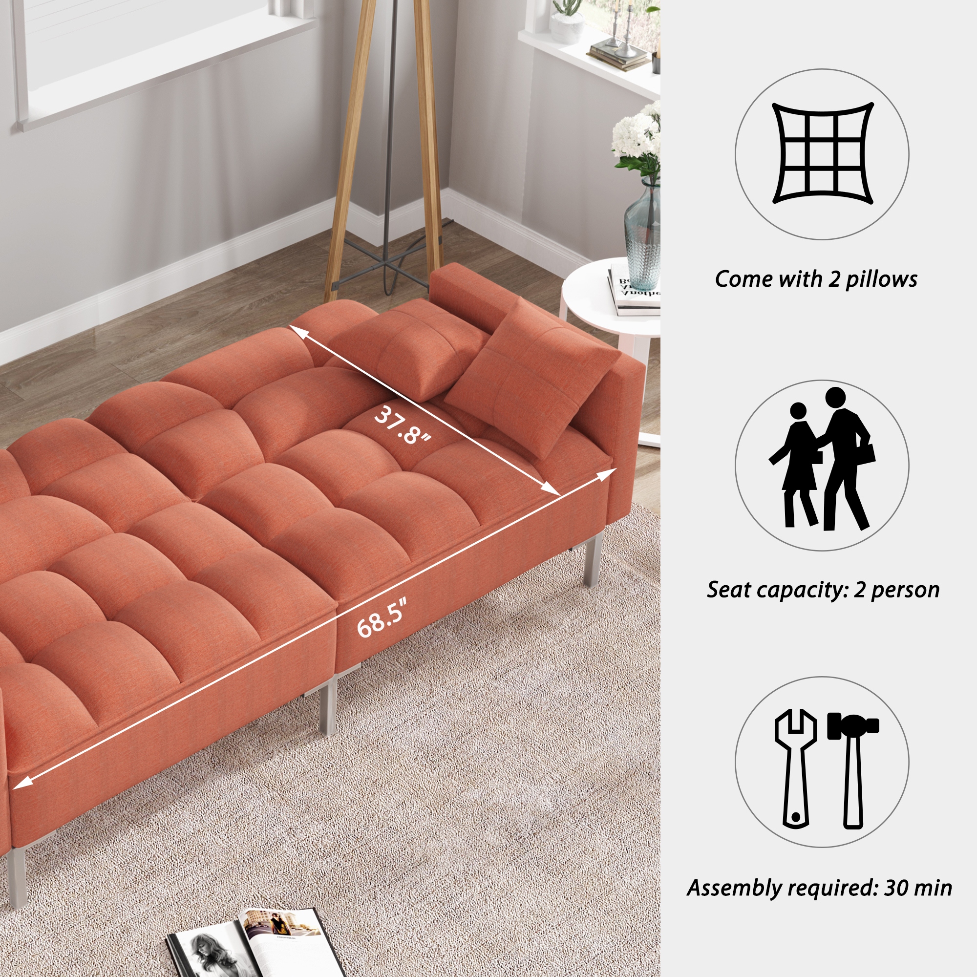 Futon with leg outlet rest