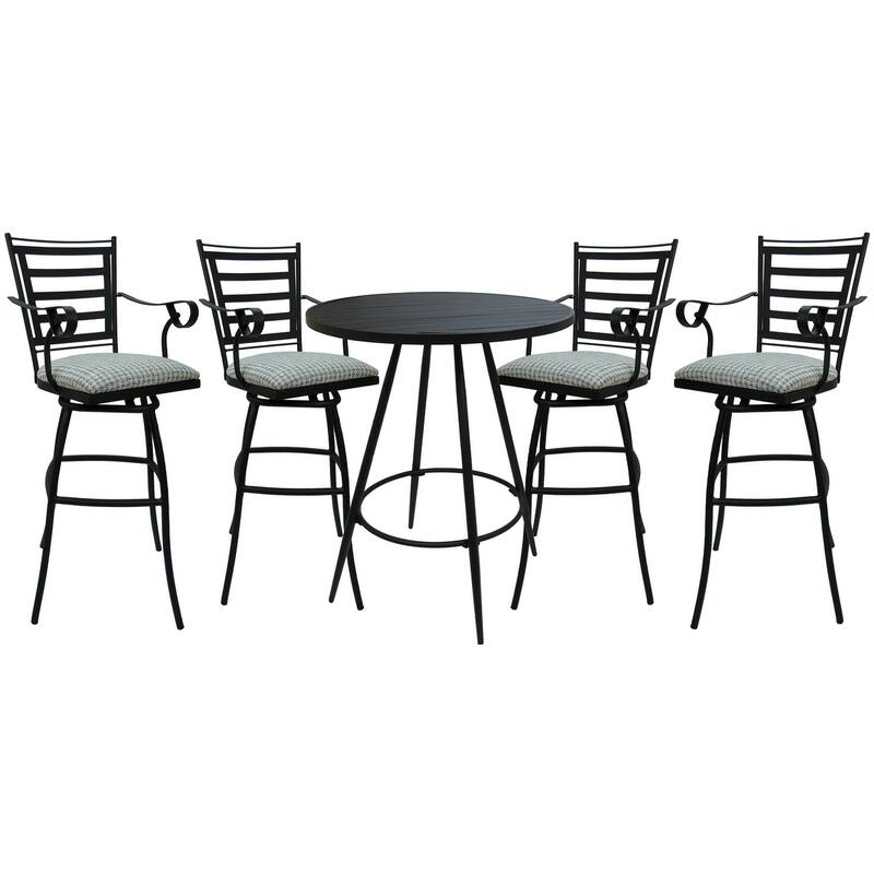 Outdoor Patio Bar Pub Set - 30" Jenna Stools - Black Frame - 36" Table