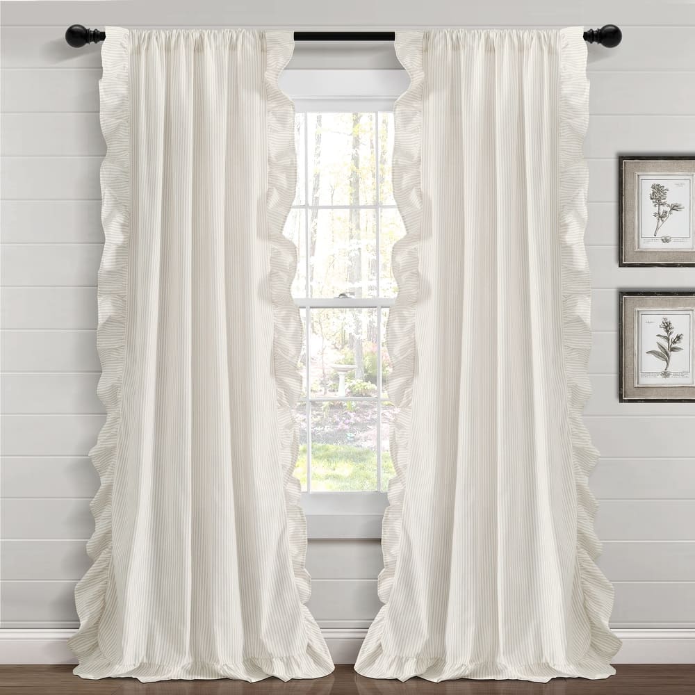 Lush Decor Farmhouse Reyna Ruffle Window Curtain Panels