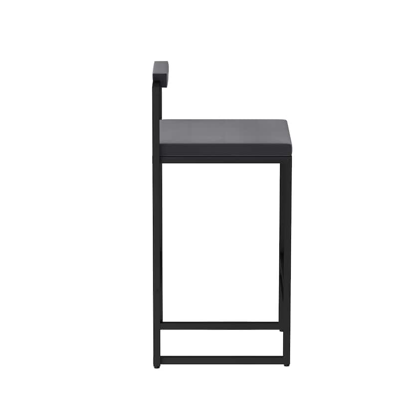 Modern Velvet Upholstered Bar Stools with Black Frame Set of 2