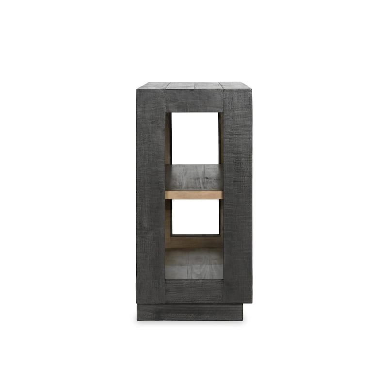 Classic Home Larson Two-Door Glass and Oak Wood Cabinet
