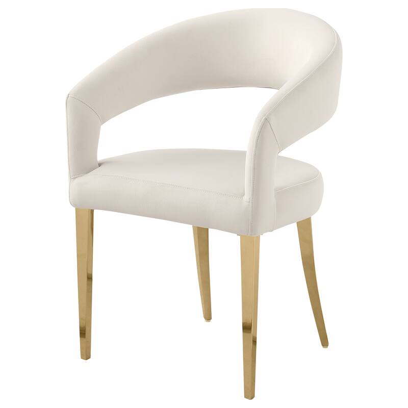 Galiano Velvet Upholstered Dining Arm Cream (Set Of 2)
