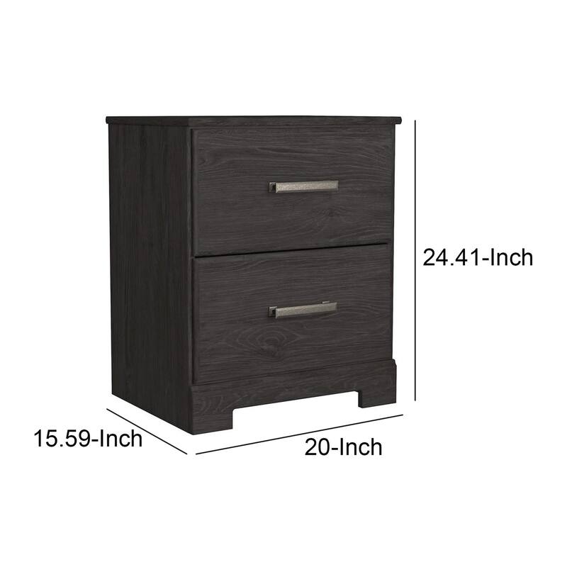 Black 2 Drawer 15.59 in. W Nightstand with Sturdy Hardware and Ample Storage