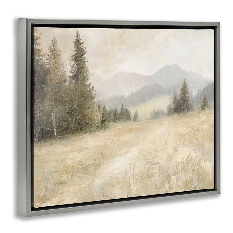 Stupell Fog on Mountain Valley Framed Floater Canvas Wall Art Design By Petal Prints Design