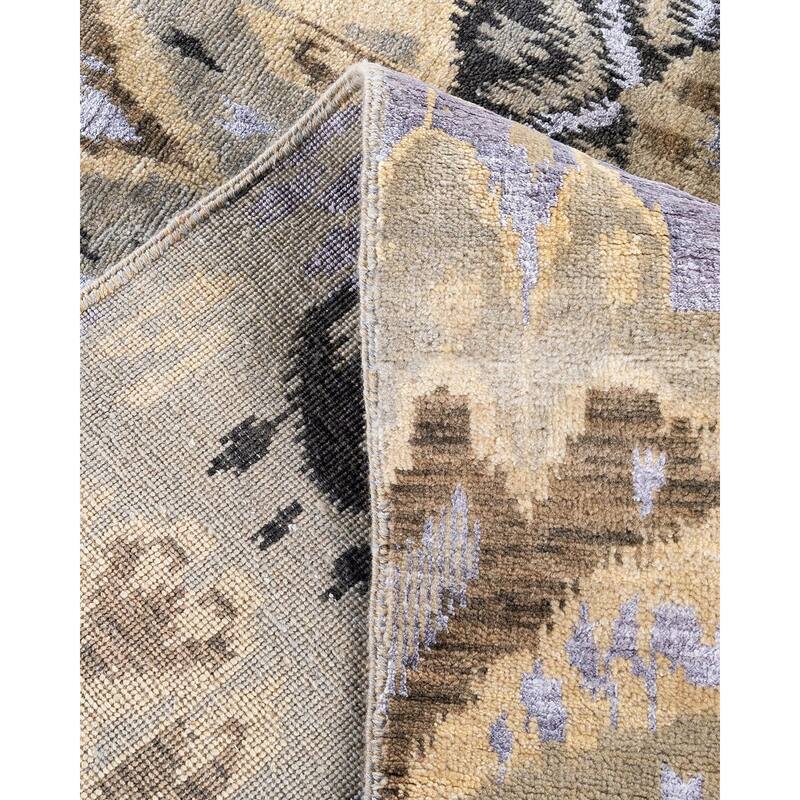 Ikat One-of-a-Kind Hand-Knotted Area Rug, Ivory - 8' 10" x 12' 5"