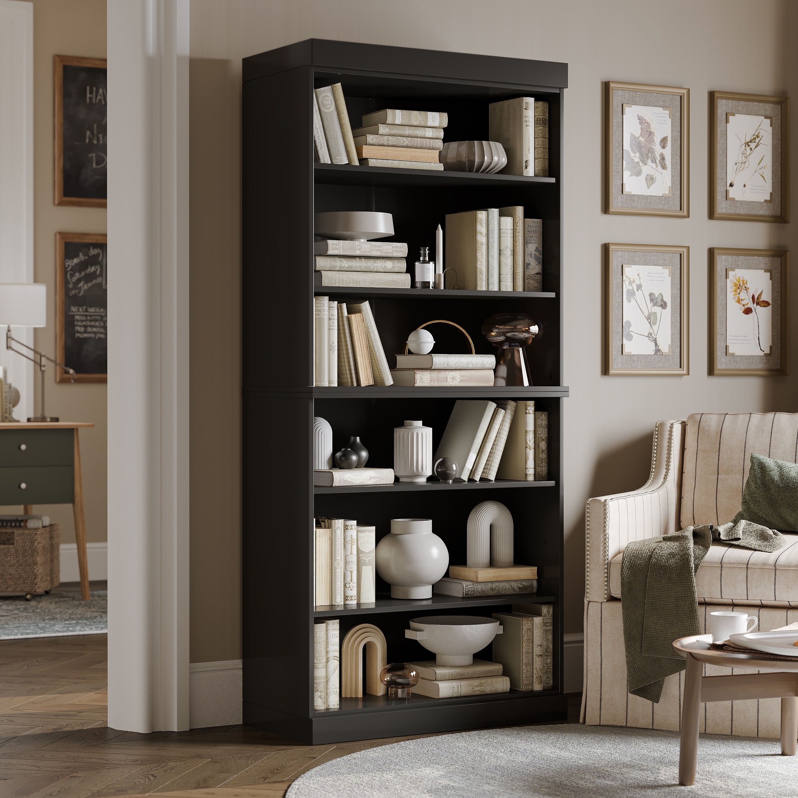 Palace Imports 100% Solid Wood Tall Open 6-Shelf Bookcase, 32" W x 71.5" H