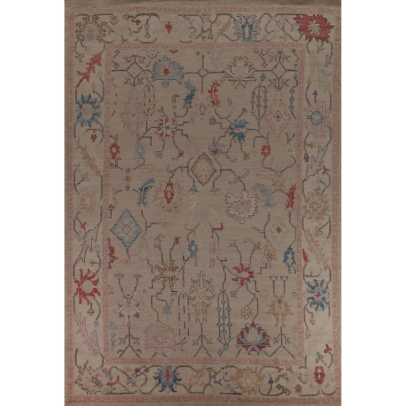 Vegetable Dye Oushak Oriental Large Area Rug Handmade Wool Carpet - 9'11"x 13'10"