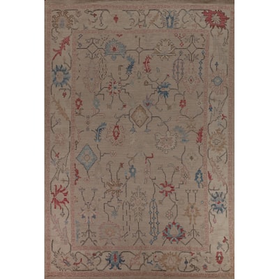 Vegetable Dye Oushak Oriental Large Area Rug Handmade Wool Carpet - 9'11"x 13'10"