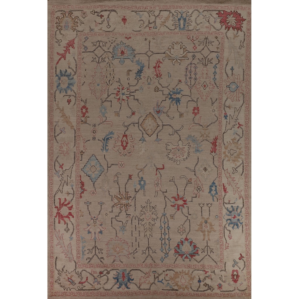 Vegetable Dye Oushak Oriental Large Area Rug Handmade Wool Carpet - 9'11"x 13'10"