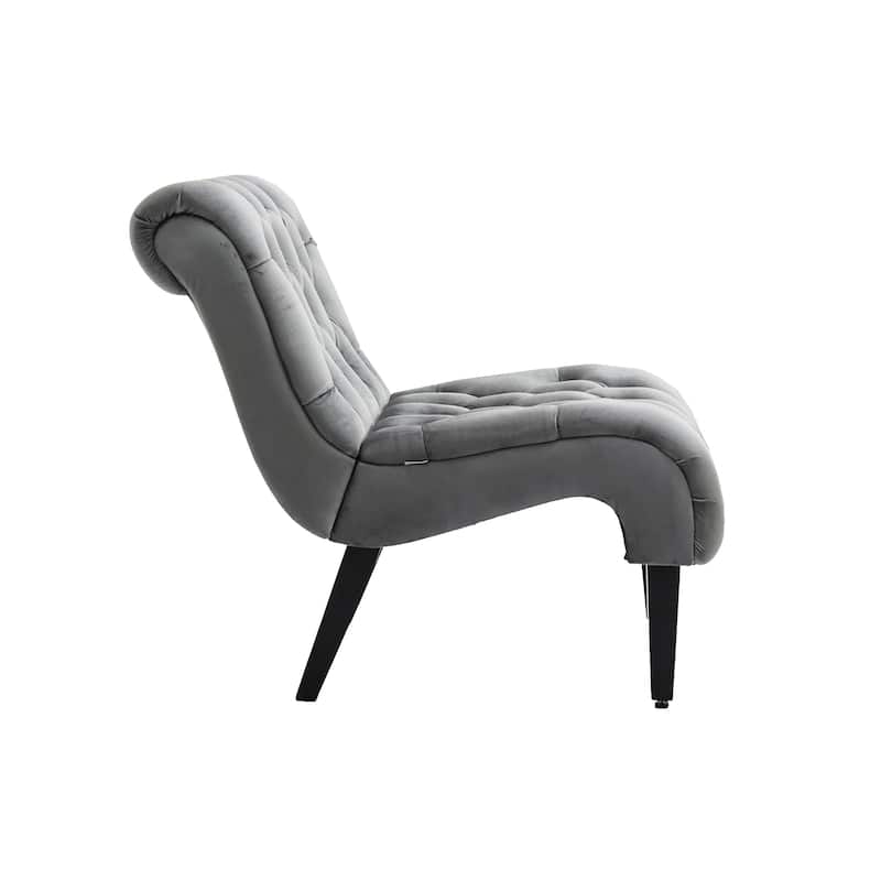Velvet Upholstered Leisure Chair For Living Room With Wood Legs